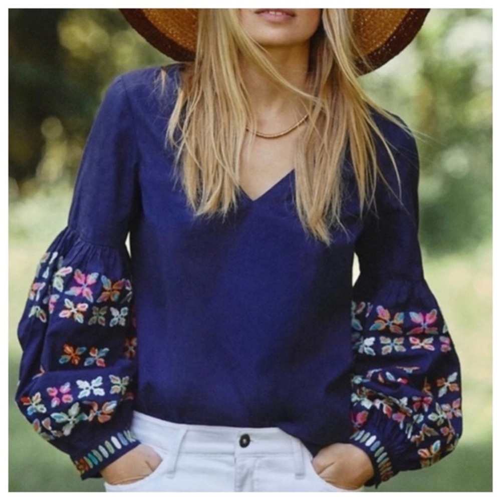 Anthropologie Maeve Sonja Embroidered Blouse 4 NWT